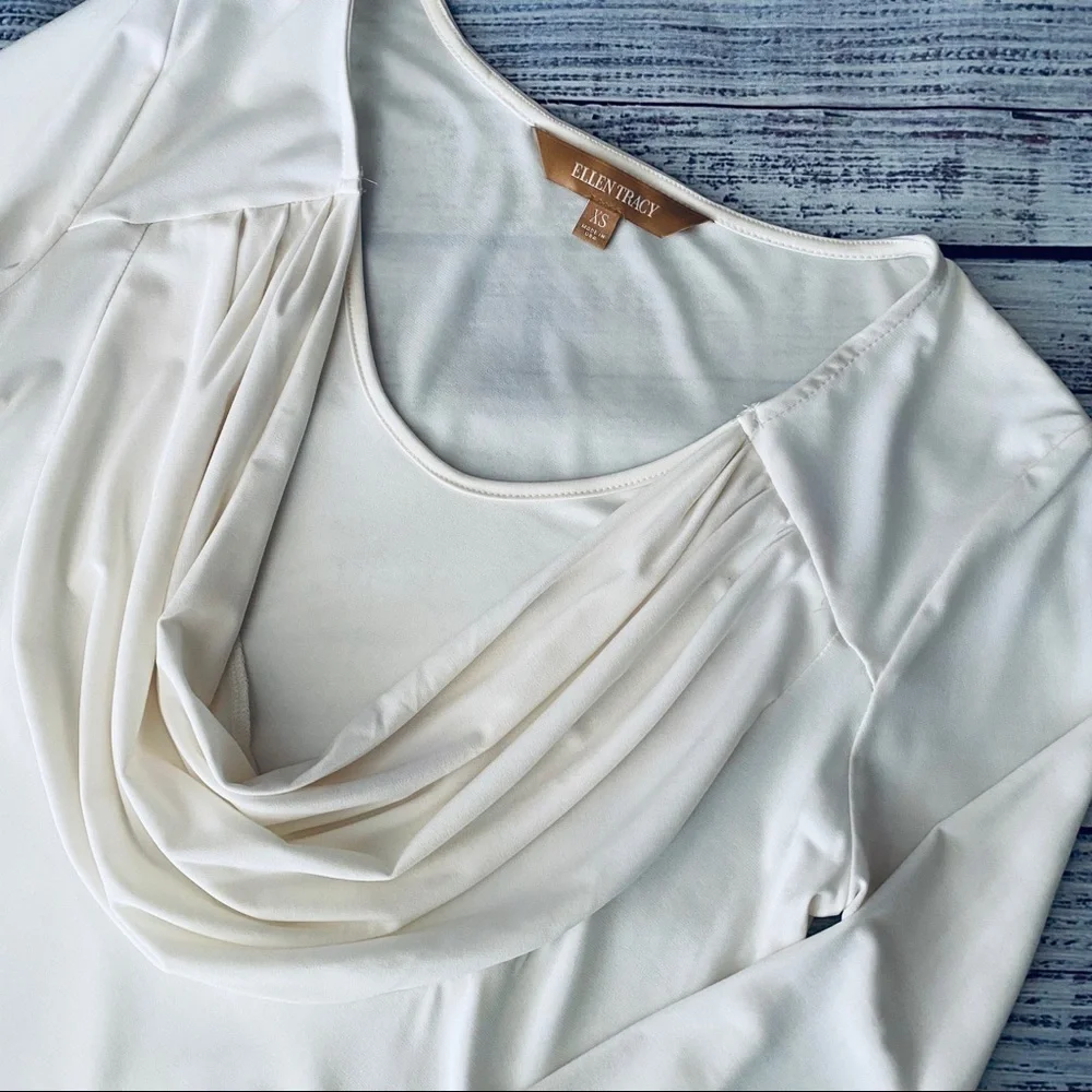 Ellen Tracy 3/4 Sleeve Drape Neck Top Blouse - Picture 2 of 4